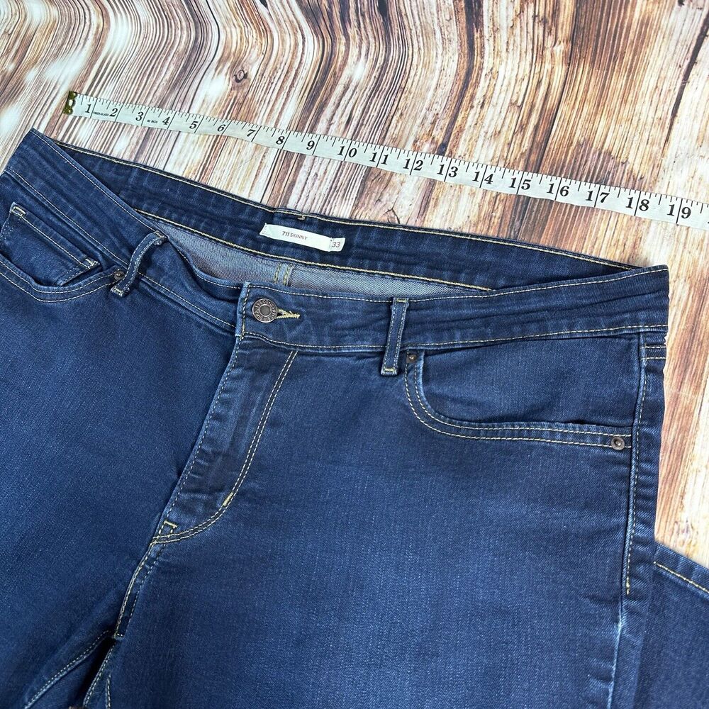 Levi's 711 SKINNY Womens Size 33 Blue Mid Rise Jeans Denim Pants 38x29 - Picture 6 of 13